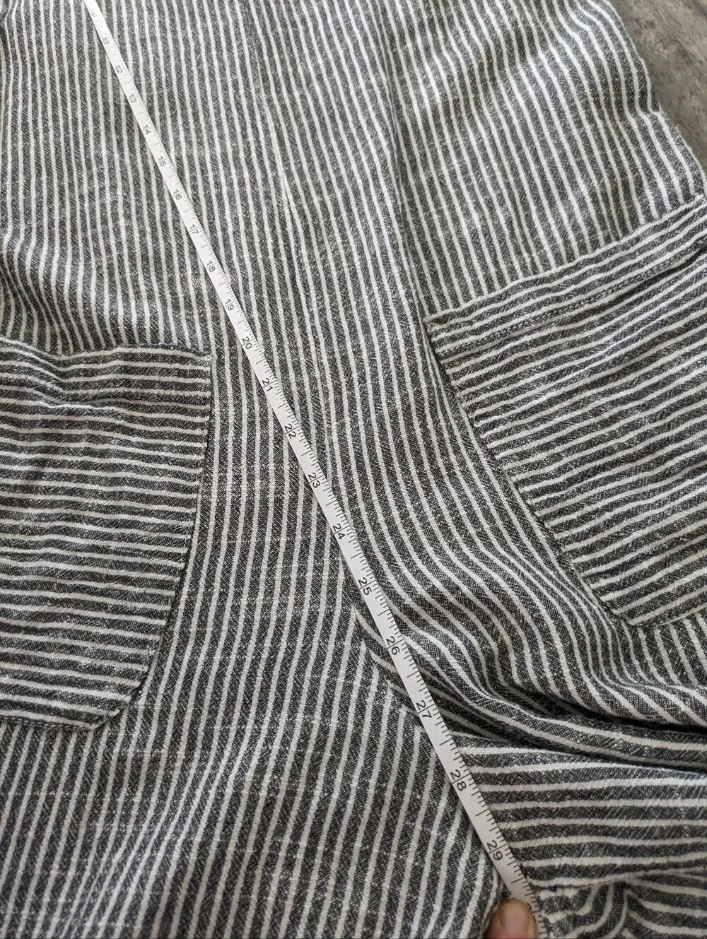 Max Studio Womens Jumpsuit Romper Size Striped Gray/White Pockets Linen Blend - Picture 6 of 9